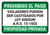 No Trespassing: Private Property Arizona GREEN Spanish Landscape - Wall Sign