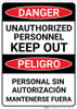 Danger: Unauthorized Personnel Keep Out Bilingual Spanish - Wall Sign Danger: Unauthorized Personnel Keep Out Bilingual Spanish - Wall Sign