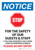 Notice: STOP - To Help Keep Our Staff Safe Please Do Not Enter If You Have Any of The Following Symptoms Portrait - Wall Sign