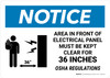 Notice: Area Must Be Kept Clear For 36 Inches Landscape - Wall Sign Notice: Area Must Be Kept Clear For 36 Inches Landscape - Wall Sign