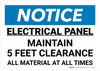 Notice: Electrical Panel Maintain 5 Feet Clearance Landscape - Wall Sign Notice: Electrical Panel Maintain 5 Feet Clearance Landscape - Wall Sign