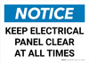 Notice: Keep Electrical Panel Clear At All Times Landscape - Wall Sign