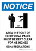 Notice: Area Must Be Kept Clear For 48 Inches Portrait - Wall Sign