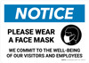 Notice: Please Wear A Face Mask Landscape - Wall Sign