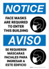 Notice: Face Mask Required To Enter This Building Spanish Bilingual Portrait - Wall Sign