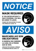 Notice: Mask Required Spanish Bilingual Portrait - Wall Sign Notice: Mask Required Spanish Bilingual Portrait - Wall Sign