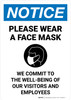 Notice: Please Wear A Face Mask Portrait - Wall Sign
