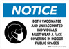 Notice: Both Vaccinated and Unvaccinated Individuals Must Wear Face Covering Landscape - Wall Sign