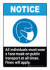 Notice: All Individuals Must Wear Mask on Public Transport - Fines Will Apply ANSI Portrait - Wall Sign