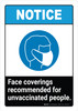 Notice: Face Coverings Recommended Unvaccinated People ANSI Portrait - Wall Sign
