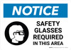 Notice: Safety Glasses Required In This Area with Icon Landscape - Wall Sign