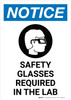 Notice: Safety Glasses Required In Lab with Icon Portrait - Wall Sign Notice: Safety Glasses Required In Lab with Icon Portrait - Wall Sign