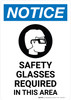 Notice: Safety Glasses Required In This Area with Icon Portrait - Wall Sign