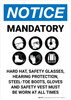 Notice: Mandatory - All PPE Required Beyond This Point with Icons Portrait - Wall Sign