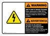 Warning: Arc Flash & Shock Hazard - Follow Requirements in NFPA 70E Bilingual Spanish Landscape - Wall Sign Warning: Arc Flash & Shock Hazard - Follow Requirements in NFPA 70E Bilingual Spanish Landscape - Wall Sign