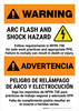 Warning: Arc Flash & Shock Hazard - Follow Requirements in NFPA 70E Bilingual Spanish Portrait - Wall Sign