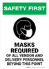 Safety First: Masks Required Of All Vendor and Delivery Personnel Beyond This Point with Icon Portrait - Wall Sign