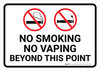 No Smoking No Vaping Beyond This Point with Icons Landscape - Wall Sign