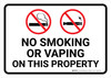 No Smoking Or Vaping On This Property with Icons Landscape - Wall Sign
