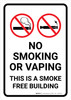No Smoking Or Vaping - This Is A Smoke Free Building with Icons Portrait - Wall Sign No Smoking Or Vaping - This Is A Smoke Free Building with Icons Portrait - Wall Sign