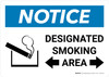 Notice: Designated Smoking Area Bidirectional Arrows with Icon Landscape - Wall Sign Notice: Designated Smoking Area Bidirectional Arrows with Icon Landscape - Wall Sign