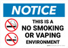 Notice: This Is A No Smoking Or Vaping Environment with Icons Landscape - Wall Sign