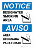 Notice: Designated Smoking Area Bilingual Spanish Portrait - Wall Sign Notice: Designated Smoking Area Bilingual Spanish Portrait - Wall Sign