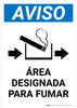 Notice: Designated Smoking Area Right Arrow Spanish Portrait - Wall Sign