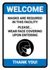Welcome: Masks Are Required In This Facility Portrait - Wall Sign