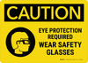 Caution: Eye Protection Required - Wear Safety Glasses with Icon Landscape - Wall Sign