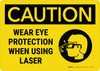 Caution: Wear Eye Protection When Using Laser with Icon Landscape - Wall Sign