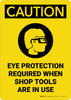 Caution: Eye Protection Required When Shop Tools Are in Use with Icon Portrait - Wall Sign Caution: Eye Protection Required When Shop Tools Are in Use with Icon Portrait - Wall Sign