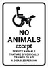 No Animals Except Service Animals with Icon Portrait - Wall Sign No Animals Except Service Animals with Icon Portrait - Wall Sign