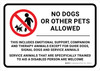 No Dogs or Other Pets Allowed Service Animals Are Welcome Landscape - Wall Sign
