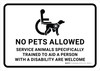 No Pets Allowed Service Animals Welcome Landscape - Wall Sign