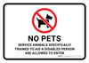 No Pets Service Animals Trained to Aid a Disabled Person Are Allowed with Icon Landscape - Wall Sign