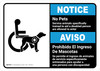 Notice: No Pets Service Animals Are Allowed to Enter Bilingual Spanish ANSI Landscape - Wall Sign Notice: No Pets Service Animals Are Allowed to Enter Bilingual Spanish ANSI Landscape - Wall Sign
