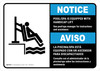 Notice: Pool/Spa Is Equipped with Handicap Lift Bilingual Spanish ANSI Landscape - Wall Sign
