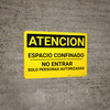 Caution: Confined Space Do Not Enter Spanish - Wall Sign Caution: Confined Space Do Not Enter Spanish - Wall Sign