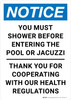 Notice: You Must Shower Before Entering Pool Jacuzzi Portrait - Wall Sign