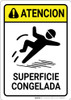 Caution: Icy Surface Superficie Congelada Spanish - Wall Sign Caution: Icy Surface Superficie Congelada Spanish - Wall Sign