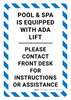 Pool Lift Available Upon Request Portrait - Wall Sign Pool Lift Available Upon Request Portrait - Wall Sign
