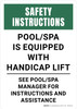 Safety Instructions: Pool/Spa Is Equipped with Handicap Lift Portrait - Wall Sign Safety Instructions: Pool/Spa Is Equipped with Handicap Lift Portrait - Wall Sign