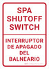 Spa Shutoff Switch Bilingual Spanish Portrait - Wall Sign