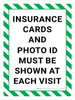 Insurance Cards And Photo ID Must Be Shown Portrait - Wall Sign