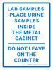 Lab Samples Place Urine Samples Inside Metal Cabinet Portrait - Wall Sign Lab Samples Place Urine Samples Inside Metal Cabinet Portrait - Wall Sign