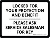 Locked For Your Protection Please Ask For Key Landscape - Wall Sign