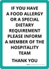 If You Have Food Allergy or Dietary Requirement Inform Hospitality Team Portrait - Wall Sign If You Have Food Allergy or Dietary Requirement Inform Hospitality Team Portrait - Wall Sign