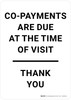 Co-payments Are Due At The Time of Visit Portrait - Wall Sign Co-payments Are Due At The Time of Visit Portrait - Wall Sign