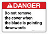 Danger: Do Not Remove The Cover When The Blade Is Pointing Downwards ANSI Landscape - Wind Turbine Wall Sign
